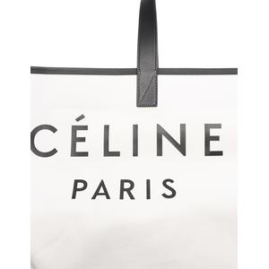 セリーヌ CELINE トートバッグ メイドイン 白 黒 キャンバス レザー 