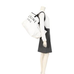 セリーヌ CELINE トートバッグ メイドイン 白 黒 キャンバス レザー 