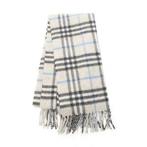 バーバリー BURBERRY マフラー グレー 水色 小物 チェック カシミヤ