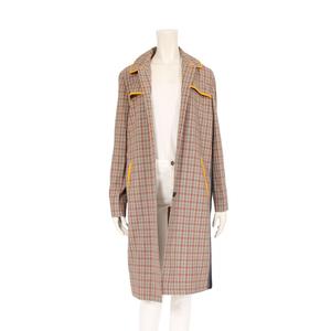 プラダ PRADA ロングコート ベージュ オレンジ ネイビー 38 アウター