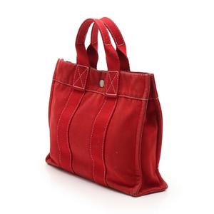 【HERMES】ドーヴィルPM キャンバス 赤 レディース ハンドバッグ エルメス HERMES トートバッグ ドーヴィルPM 赤 キャンバス レディース