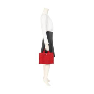 エルメス HERMES トートバッグ ドーヴィルPM 赤 キャンバス レディース