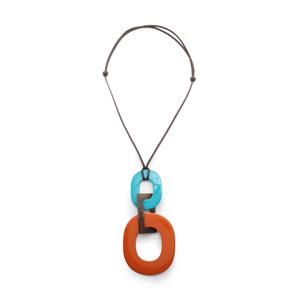 エルメス HERMES ネックレス ペンダント オレンジ 水色 アクセサリー 