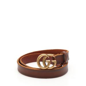 GUCCI ブラウンレザー レディース ダブルGバックル ベルト マーモント グッチ GUCCI ベルト ダブルGバックル GGマーモント ダーク