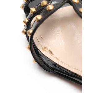 プラダ PRADA サンダル ヒール 黒 36 シューズ 23cm エナメルレザー