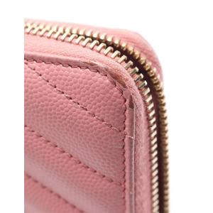 K335 未使用☆ サンローラン 長財布 ピンク レザー ラウンドファスナー サンローラン パリ SAINT LAURENT PARIS ラウンドファスナー長