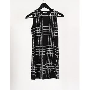 エムエスジーエム Msgm ワンピース 黒 白 ノースリーブ ミニ丈 総柄 M コットン キッズ ロゴプリント レディース 114 ベクトルパーク