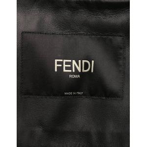 フェンディ FENDI レザージャケット ズッカ柄エンボス 黒 52