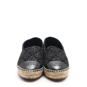 CHANEL ツイード　エスパドリーユ　黒39 シャネル エスパドリーユ スリッポン ツイード ブラック