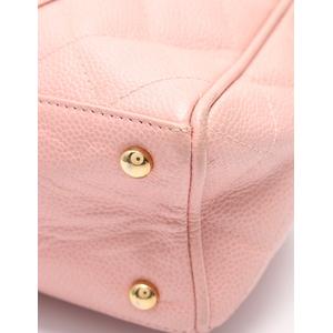シャネル ピンク ミニボストンバッグ CHANEL 2003年頃製 キャビアスキンCCマークミニボストンバッグ