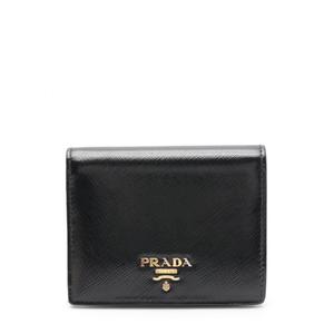 プラダ PRADA 二つ折り財布 黒 小物 エナメルレザー 1MV204 SAFFIANO  