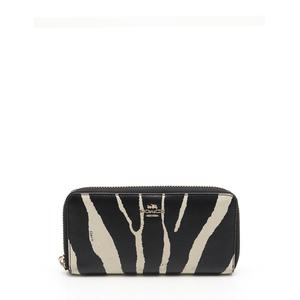 コーチ COACH ラウンドファスナー長財布 黒 アイボリー 小物 ゼブラ柄 