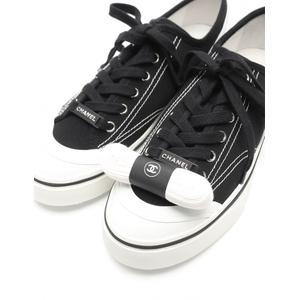 シャネル CHANEL ローカットスニーカー 黒 白 40 シューズ 26.5cm