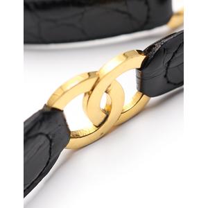 シャネル CHANEL ベルト ココマークバックル 黒 小物 クロコダイル 