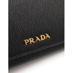 プラダ PRADA 三つ折り財布 黒 赤 小物 レザー 1MH176