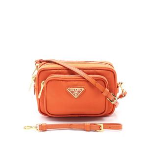 美品 PRADA プラダ 三角ロゴ テスートナイロン ショルダーバッグ オレンジ PRADAプラダナイロン三角ロゴオレンジショルダーバッグ