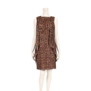 フェンディ FENDI ワンピース 茶 36 ノースリーブ シルク レディース フェンディ FENDI ワンピース 茶 白 36 ノースリーブ シルク