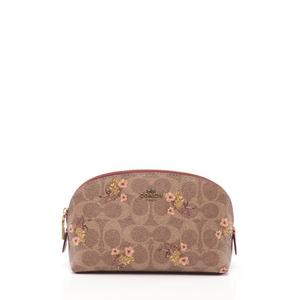 コーチ COACH 化粧ポーチ メイクポーチ フラワー ベージュ 紫 小物 PVC