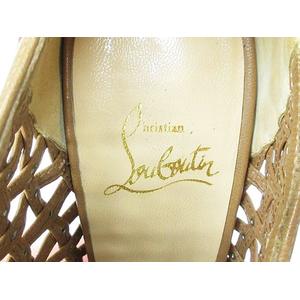 ルブタン レザー メッシュ プラットフォーム ブーティ サンダル キャメル 39(56830 クリスチャンルブタン Christian louboutin プラットフォーム レザー