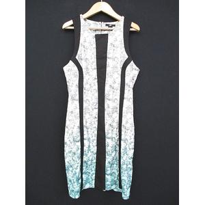 エイチ エム H M ワンピース ノースリーブ 膝丈 フラワープリント グラデーション グレー 緑 42 中古 117 ベクトルパーク