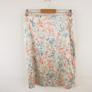 アニエスベー agnes b. 膝丈スカート 台形 総柄 シルク ストレッチ 