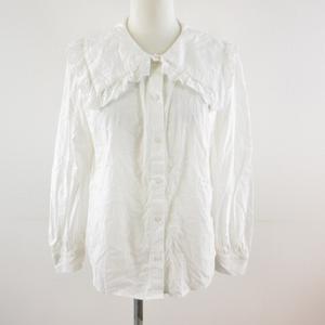 ジーユー GU シャツ ブラウス 長袖 レース 白 S *T836 レディース 117