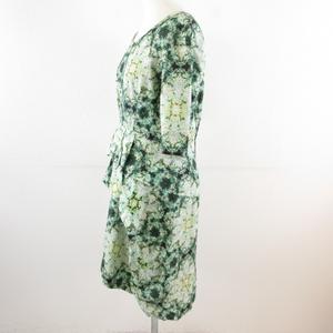 セタイチロウ seta ichiro ワンピース ひざ丈 五分袖 総柄 緑 38 *T392