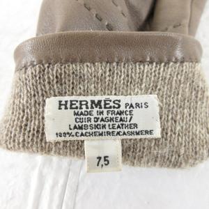 エルメス HERMES 手袋 ラムレザー ステッチ 茶 7.5 *A10 レディース