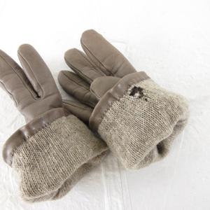 エルメス HERMES 手袋 ラムレザー ステッチ 茶 7.5 *A10 レディース