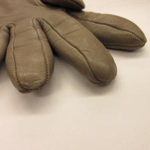エルメス HERMES 手袋 ラムレザー ステッチ 茶 7.5 *A10 レディース