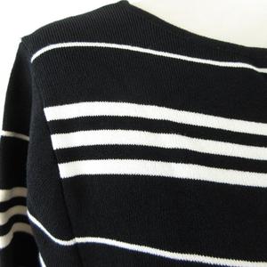 バーバリー BURBERRY ニット セーター 五分袖 ボーダー 黒 F *T27 レディース