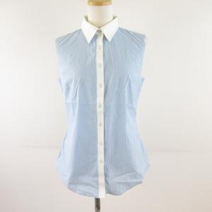 ブルックスブラザーズ BROOKS BROTHERS シャツ ブラウス ノースリーブ ストライプ 青 4 *T178 レディース