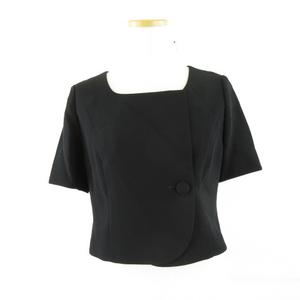 エフデ ef-de ノーカラージャケット ショート丈 半袖 黒 9 *A20  レディース