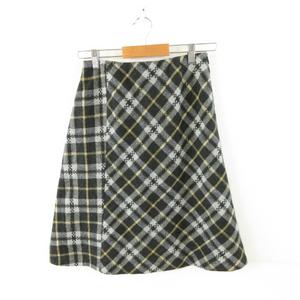 ケティ KETTY ひざ丈スカート 台形 チェック グレー 黒 M *A867 レディース
