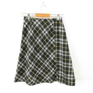 ケティ KETTY ひざ丈スカート 台形 チェック グレー 黒 M *A867 レディース