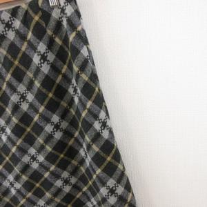 ケティ KETTY ひざ丈スカート 台形 チェック グレー 黒 M *A867 レディース