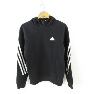 アディダス adidas プルオーバーパーカー ライン 長袖 黒 S *A3 メンズ