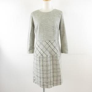 ケティ KETTY ワンピース ミニ 七分袖 チェック グレー 2 *T386 レディース