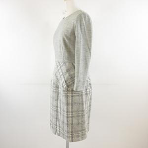 ケティ KETTY ワンピース ミニ 七分袖 チェック グレー 2 *T386 レディース