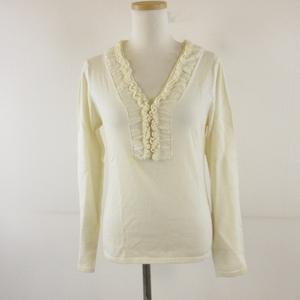 ケティ KETTY ニット セーター 長袖 フリル アイボリー M *T406 レディース