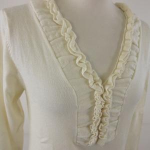 ケティ KETTY ニット セーター 長袖 フリル アイボリー M *T406 レディース