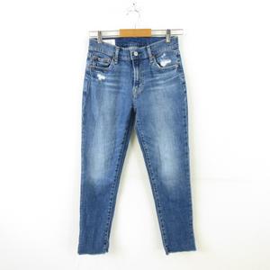 ギャップ GAP ウォッシュウェルミッドライズガールフレンドデニム ロング ストレッチ 青 24 *A531 レディース
