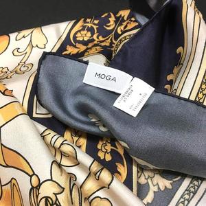 モガ MOGA 総柄 シルク スカーフ 大判 小物 ネイビー 紺 SSAW 