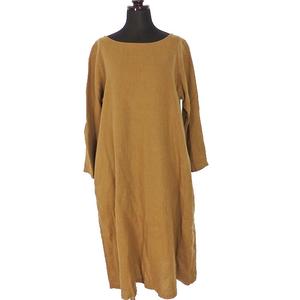 ネストローブ nest Robe 2WAY リネン プルオーバーワンピース チュニック 長袖 ベージュ 茶 日本製 01134-1076 レディース