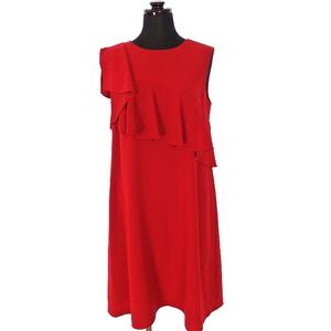 グレースコンチネンタル GRACE CONTINENTAL ノースリーブ フリル ワンピース ドレス 36 レッド 赤 日本製 1643 5160-0 結婚式 二次会 パーティー レディース