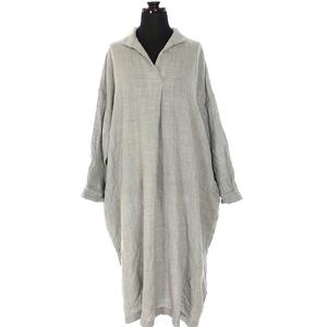 ネストローブ nest Robe 19AW ウールビエラ スキッパーワンピース ドレス 長袖 F グレー 灰 日本製 01194-1369 レディース