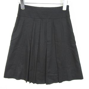 エフデ ef-de タック スカート 膝丈 綿 7 ブラック kz11846 レディース