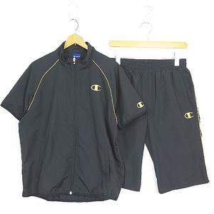 チャンピオン CHAMPION クロスアップ ハーフスリーブシャツ ハーフパンツ セットアップ S ブラック 2sa6819 