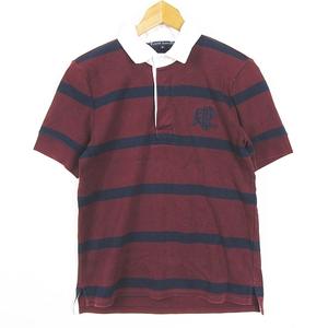 ラルフローレン RALPH LAUREN ラガーシャツ 半袖 綿 M ボルドー ボーダー kz13565 レディース