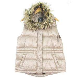 ギャップ GAP WINTER EDITION ダウンベスト フード付き M ベージュ kz13747 レディース